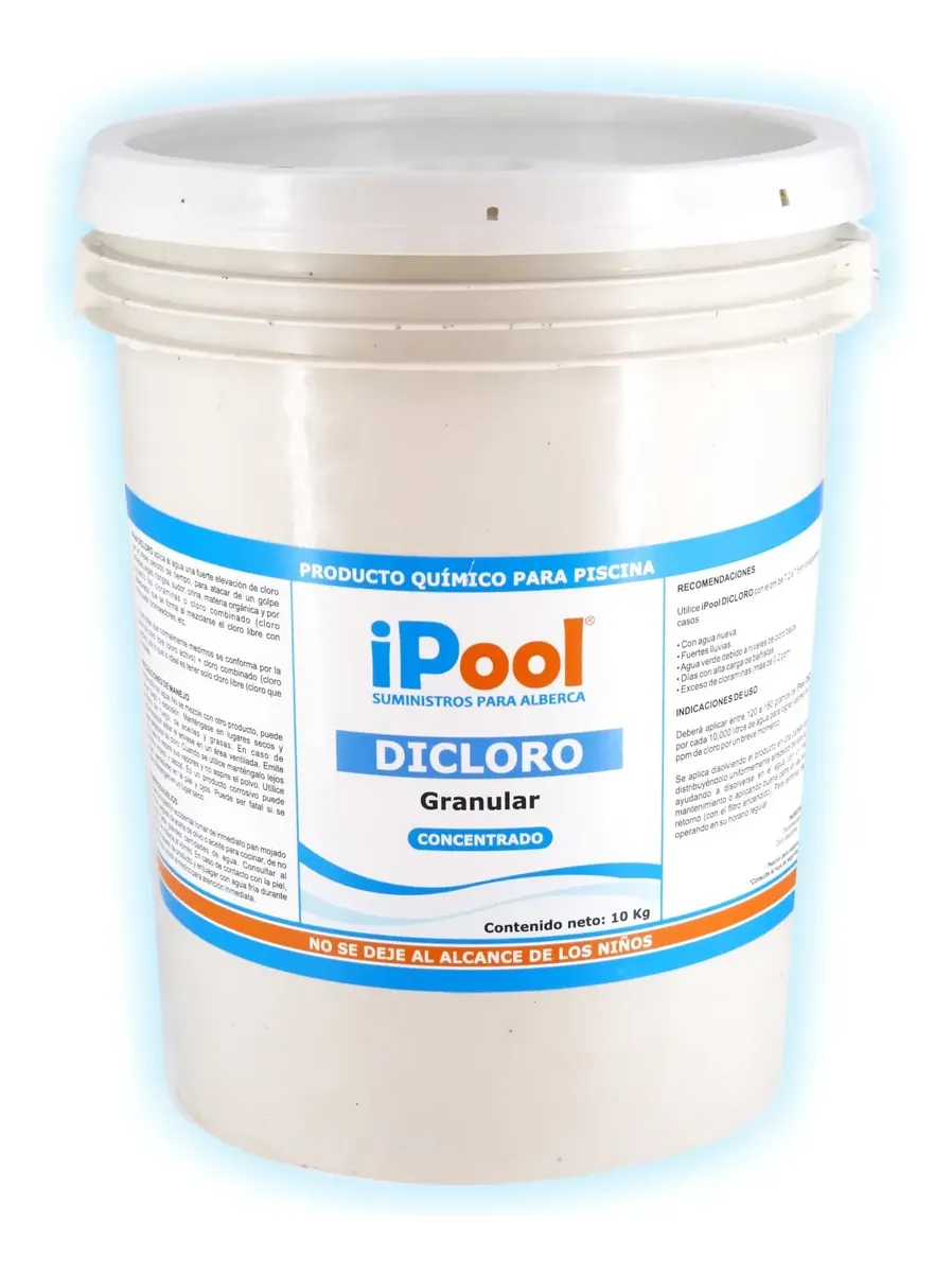 Dicloro Shock Super Clorar Alberca. Cubeta 10 Kg